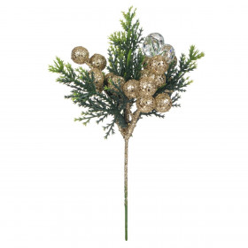 Χριστουγεννιάτικο Διακοσμητικό Κλαδί Σαμπανί Berries Διάφανα Κρύσταλλα 23 cm