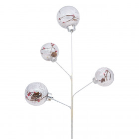 Χριστουγεννιάτικο Διακοσμητικό Κλαδί Διάφανες Μπάλες Κουκουνάρια Χιόνι 50 cm