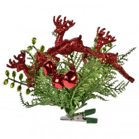 Χριστουγεννιάτικο Κλαδί Με Κλιπ Κόκκινοι Τάρανδοι 14 εκ.