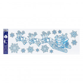 Χριστουγεννιάτικα Αυτοκόλλητα Διακοσμητικά Άγιος Βασίλης Έλκηθρο Νιφάδες Μπλε Ασημί Glitter  20x60cm Χριστουγεννιάτικα Αυτοκόλλητα Διακοσμητικά Άγιος Βασίλης Έλκηθρο Νιφάδες Μπλε Ασημί Glitter  20x60cm