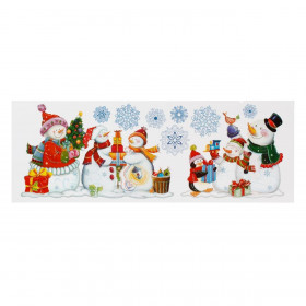 Χριστουγεννιάτικα Αυτοκόλλητα Διακοσμητικά Παρέα Χιονάνθρωποι Glitter 21x60cm