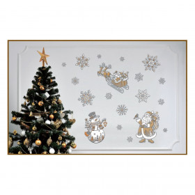 Χριστουγεννιάτικα Αυτοκόλλητα Διακοσμητικά Χιονάνθρωπος  Σαμπανί 18x23cm Χριστουγεννιάτικα Αυτοκόλλητα Διακοσμητικά Χιονάνθρωπος  Σαμπανί 18x23cm