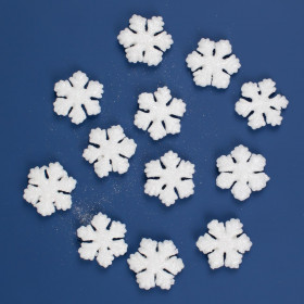 Χριστουγεννιάτικα Διακοσμητικά Αφρώδεις 3D Νιφάδες Λευκό Glitter 4.5cm - 12 τμχ.