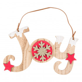 Χριστουγεννιάτικη Κρεμαστή Ξύλινη Ταμπέλα Joy 19 cm 