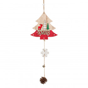 Χριστουγεννιάτικο Κρεμαστό Ξύλινο Έλατο Κουκουνάρι Νιφάδα 44 cm