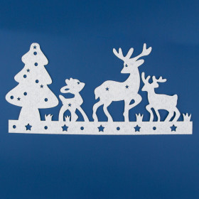 Χριστουγεννιάτικο Διακοσμητικό Banner Χιονιού Λευκό Τάρανδοι Δέντρα 34x16cm