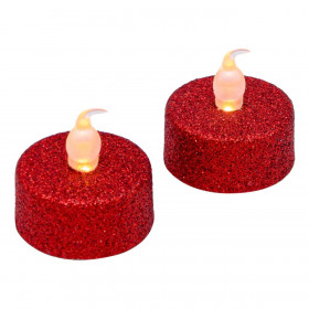 Χριστουγεννιάτικα Διακοσμητικά Ρεσώ LED Κόκκινο Glitter Θερμό Λευκό 3.5x2cm- 2 τμχ. 