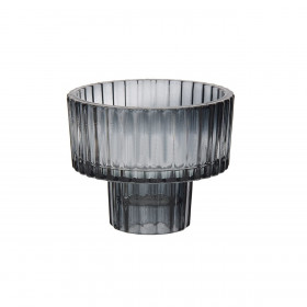 Κηροπήγιο Διακοσμητικό Γυάλινο Μαύρο Διπλής Χρήσης 6x5.5cm