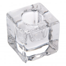 Κηροπήγιο Διακοσμητικό Κοντό Γυάλινο Κύβος Διάφανος 4x4x4cm