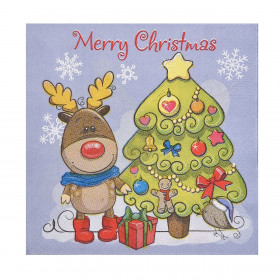 Χριστουγεννιάτικες Χαρτοπετσέτες Τάρανδος Στολισμένο Δέντρο 25x25cm - 30 τμχ. 