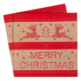 Χαρτοπετσέτες Χριστουγεννιάτικες Kraft Τάρανδοι 33x33cm - 20 τμχ.