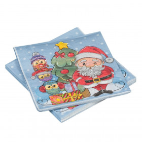 Χαρτοπετσέτες Χριστουγεννιάτικες Άγιος Βασίλης Κουκουβάγιες 33x33cm - 20 τμχ.