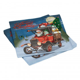 Χαρτοπετσέτες Χριστουγεννιάτικες Άγιος Βασίλης Χιονάνθρωπος Vintage Αυτοκίνητο 33x33cm - 20 τμχ.