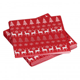 Χαρτοπετσέτες Χριστουγεννιάτικες Κόκκινες Μοτίβο Φιγούρες 33x33cm - 20 τμχ.