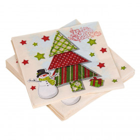 Χαρτοπετσέτες Χριστουγεννιάτικες Χιονάνθρωπος Δέντρο 33x33cm - 20 τμχ.