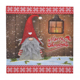 Χριστουγεννιάτικες Χαρτοπετσέτες Άγιος Βασίλης Gnome Φανάρι &quotMerry Christmas&quot 33x33cm - 20 τμχ.