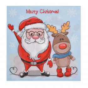 Χριστουγεννιάτικες Χαρτοπετσέτες Άγιος Βασίλης Τάρανδος &quotMerry Christmas&quot 33x33cm - 20 τμχ. 