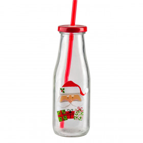 Μπουκάλι Βαρελάκι Γυάλινο Με Καλαμάκι Άγιος Βασίλης 400ml