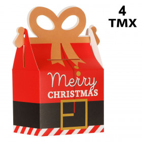 Χριστουγεννιάτικα Κουτιά Γλυκών Ζώνη του Άγιου Βασίλης Merry Christmas 10x7.5x20cm - 4 τμχ.