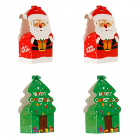 Χριστουγεννιάτικα Κουτιά Γλυκών Χάρτινα Άγιος Βασίλης &amp Έλατο 9.2x6.2x17cm - 4 τμχ.
