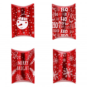 Χριστουγεννιάτικα Κουτιά Φάκελοι Γλυκών Χάρτινα Κόκκινα Ολογραφικά με Φιγούρες 11x9x3cm - 4 τμχ.