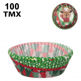 Χριστουγεννιάτικες Φόρμες Cupcake Χάρτινες Τάρανδος Δώρο Δέντρα 10.5cm - 100 τμχ.