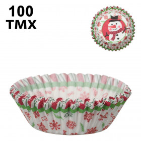 Χριστουγεννιάτικες Φόρμες Cupcake Χάρτινες Χιονάνθρωπος 10.5cm - 100 τμχ.