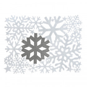 Χριστουγεννιάτικο Σουπλά Τσόχινο Λευκό Ασημί Glitter Χιονονιφάδες 40x30cm Χριστουγεννιάτικο Σουπλά Τσόχινο Λευκό Ασημί Glitter Χιονονιφάδες 40x30cm