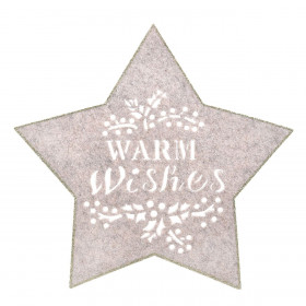 Χριστουγεννιάτικο Σουπλά Τσόχινο Μπεζ σε Σχήμα Αστέρι Σαμπανί Glitter "Warm Wishes" 35cm Χριστουγεννιάτικο Σουπλά Τσόχινο Μπεζ σε Σχήμα Αστέρι Σαμπανί Glitter "Warm Wishes" 35cm