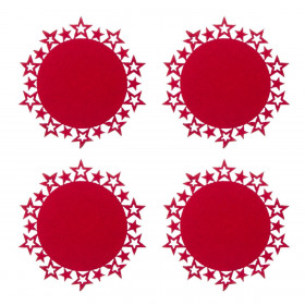 Χριστουγεννιάτικα Σουβέρ Στρογγγυλά Τσόχινα Κόκκινα με Αστέρια 11.5cm - 4 τμχ. Χριστουγεννιάτικα Σουβέρ Στρογγγυλά Τσόχινα Κόκκινα με Αστέρια 11.5cm - 4 τμχ.