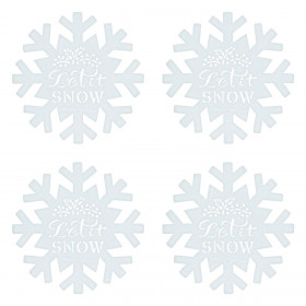 Χριστουγεννιάτικα Σουβέρ Τσόχινα Λευκές Νιφάδες "Let it Snow" 12cm  - 4 τμχ.  Χριστουγεννιάτικα Σουβέρ Τσόχινα Λευκές Νιφάδες "Let it Snow" 12cm  - 4 τμχ.