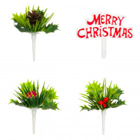 Οδοντογλυφίδες Χριστουγεννιάτικο Ντεκόρ Γκι 6 cm - 4 τμχ.