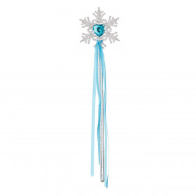 Ραβδί Χιονονιφάδα Ασημί Γαλάζια Πέτρα Καρδιά &amp Κορδέλα 34cm