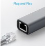 Powertech PTH-044 USB-C Αντάπτορας Δικτύου για Ενσύρματη σύνδεση Ethernet