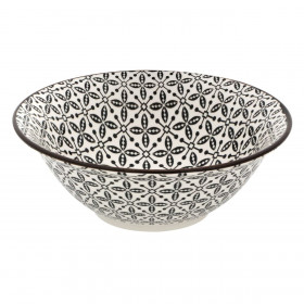 Μπολ Σερβιρίσματος Πορσελάνη Μπεζ Μαύρο Μοτίβο 450 ml