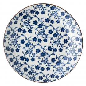 Πιάτο Ρηχό Πορσελάνη Λευκό Μπλε Λουλούδια 19.5 cm