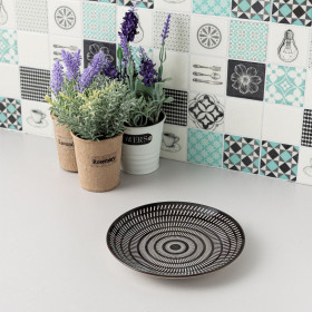 Πιάτο Ρηχό Πορσελάνη Μαύρο Λευκές Γραμμές 19 cm