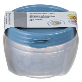 Φαγητοδοχεία Διαφανα Μπλε Καπάκι 250 ml - 3 τμχ.