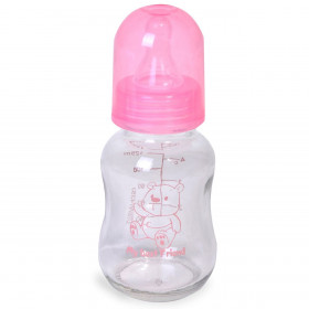 Μπιμπερό με Θηλή Σιλικόνης Γυάλινο Ροζ 125 ml 0Μ+