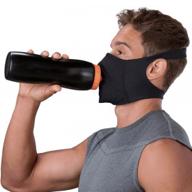 Αθλητική Μάσκα Βαμβακερή Μαύρη με Άνοιγμα 18x13 cm - One Size