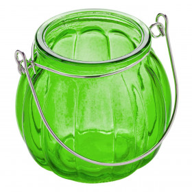 Βαζάκι Pumpkin Γυάλινο Κρεμαστό με Χερούλι Λαχανί 7.5x8 cm