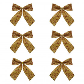 Χριστουγεννιάτικοι Διακοσμητικοί Φιόγκοι Χρυσό Κόκκινο Glitter 11 cm - 6 τμχ.