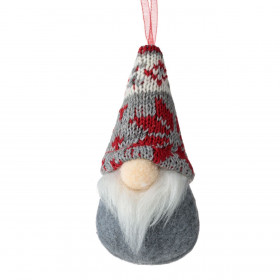 Στολίδι Χριστουγεννιάτικου Δέντρου Άγιος Βασίλης Gnome Γκρι Σκουφί Κόκκινες Νιφάδες 5.5x11cm Στολίδι Χριστουγεννιάτικου Δέντρου Άγιος Βασίλης Gnome Γκρι Σκουφί Κόκκινες Νιφάδες 5.5x11cm