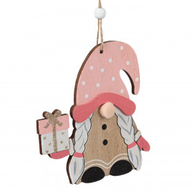 Χριστουγεννιάτικο Στολίδι Δέντρου Ξύλινο  Άγιος Βασίλης Gnome με Δώρο 12cm Χριστουγεννιάτικο Στολίδι Δέντρου Ξύλινο  Άγιος Βασίλης Gnome με Δώρο 12cm