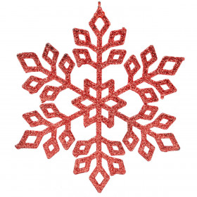 Χριστουγεννιάτικο Στολίδι Δέντρου Xιονονιφάδα Κόκκινη Glitter 15 cm