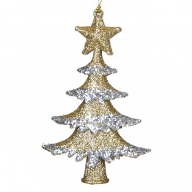 Χριστουγεννιάτικο Στολίδι Δέντρου Χρυσό Ασημί Glitter 15 cm