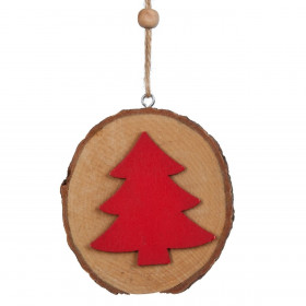 Χριστουγεννιάτικο Στολίδι Δέντρου Ξύλινος Κορμός Κόκκινο Έλατο 19 cm