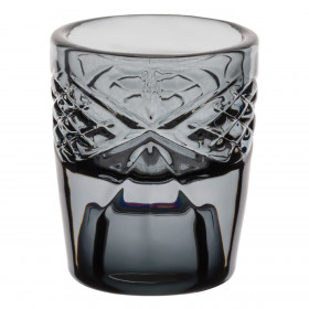 Κηροπήγιο Διακοσμητικό Ποτήρι Γυάλινο Ανάγλυφο Γκρι Διπλής Χρήσης για Κερί Ρεσώ 5x6cm