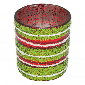 Χριστουγεννιάτικη Θήκη Ρεσώ Κόκκινο Ποτήρι Πράσινο Λευκό Glitter 8x9cm