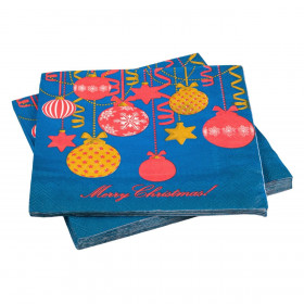 Χαρτοπετσέτες Μπλε Χριστουγεννιάτικες Μπάλες 33x33cm - 20 τμχ.